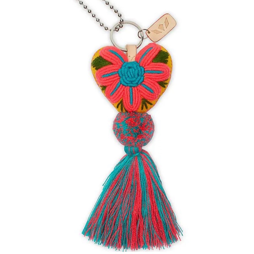 Colorful Felt Heart Keychain with Tassel